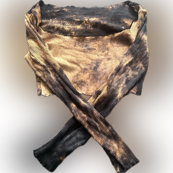 black and brown bleached crop top! size s - Picture 2 of 2